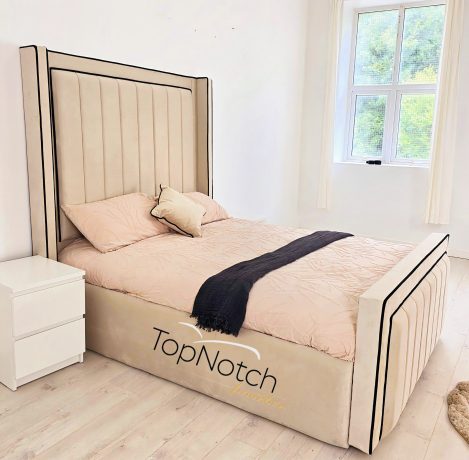 Isabella Wingback Bed with Tall Headboard - Image 2